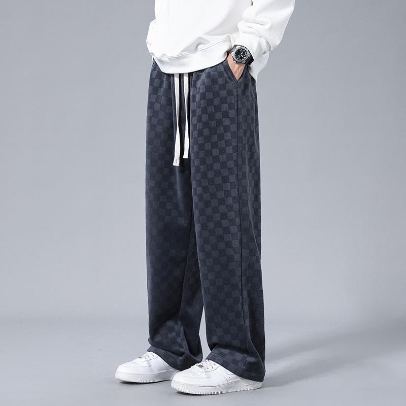 Unisex-Cordhose mit Schachbrettmuster und geradem Bein – Retro-Herbststil