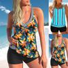 Summer Beach New Women's Bikini Two Piece Swimsuit Orange Floral Print Holiday Tie Beach Swimsuit S-6XL