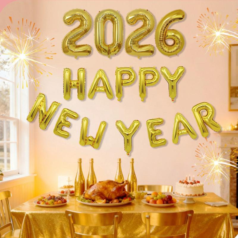 2026 Aluminium Foil Number Balloons New Year Balloon Package New Year's Eve Balloon Decoration for Christmas Eve Festival Party