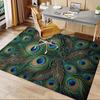 Peacock Feathers,Symmetry Design Pattern Printed Chair Mat -Decorative Mats for Office Tables,Coffee Tables - Durable and Fashionable Carpet