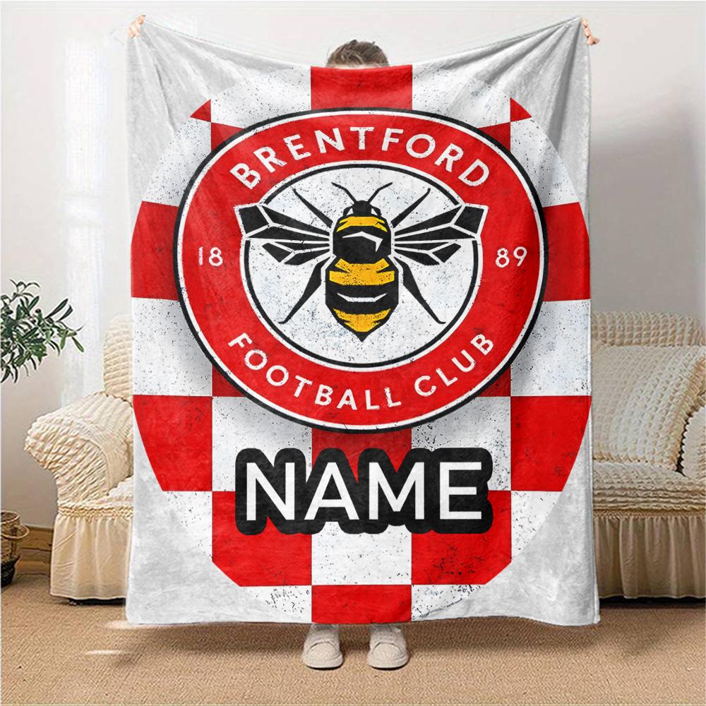 Gepersonaliseerde Brentford Football Club Crest deken voor Bank & Bed, Pluche Gezellige Donsachtige Deken Super Zacht & Warm Deken voor Herfst en Winter. 0908237