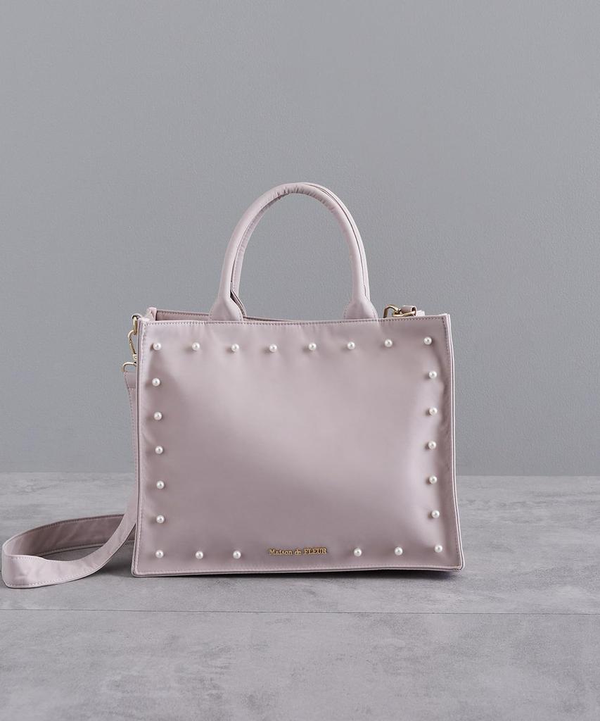 Maison de Fleur Pearl 2-Way Tote Bag, Women's, 8A43F0J9800, Grayish Pink