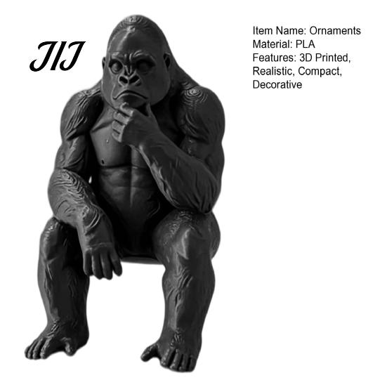 Dekorative Regal-Sitzende Statue 3D-gedruckte Denkender Gorilla-Figur, Mini-Denker-Statue, Verspieltes Schreibtisch-Studien-Accessoire Moderne minimalistische Skulptur