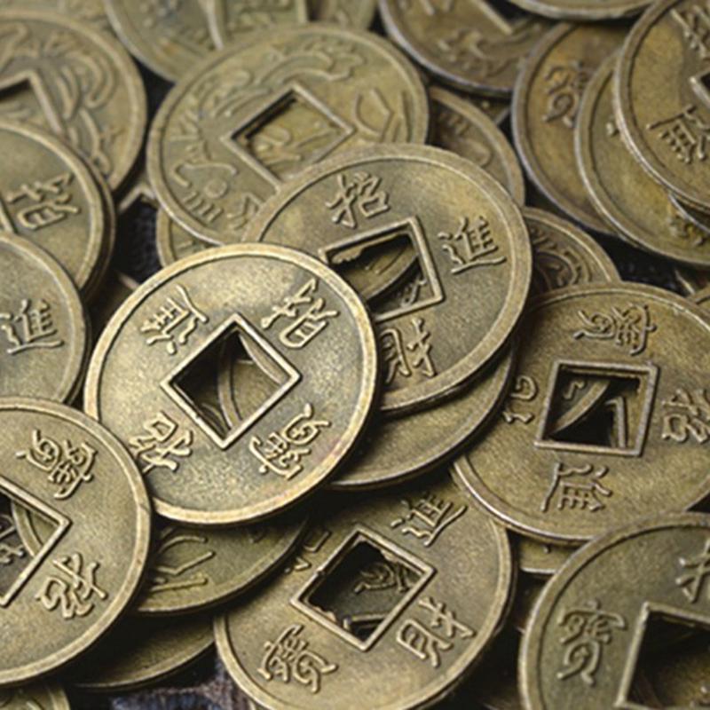 100Pcs Ancient Chinese I Ching Coins For Health Wealth Charm Feng Shui Coins KTY