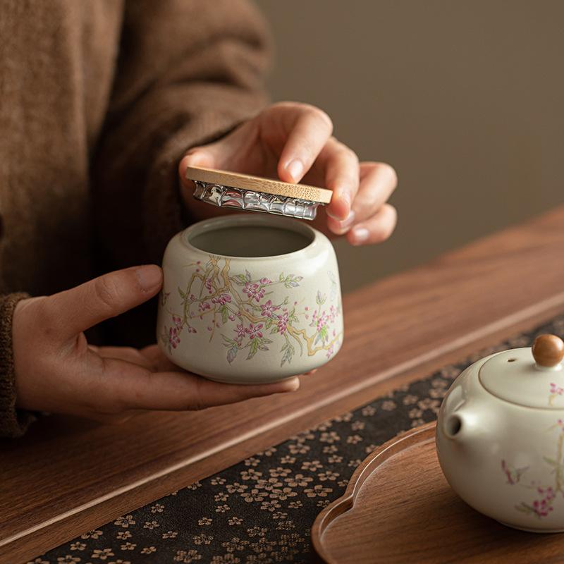 Ru Kiln Tea Cans, Household Simple Large-capacity Sealed Moisture-proof Cans, Chinese Kung Fu Tea Set, Tea Storage Cans
