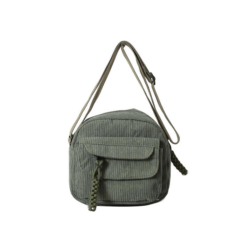 Cord Samt Einfarbig Streifen Samt Tasche Damen Tasche Winter Runde Gestreifte Schulter Unterarmtasche