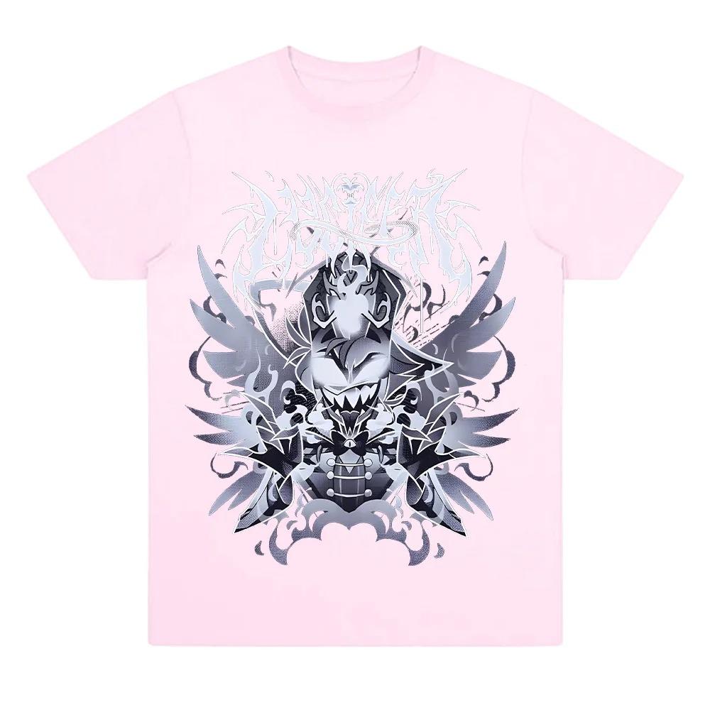 Hazbin Hotel Lucifer Metal TShirt Aesthetic Lucifer MorningStar TShirt for Unisex Women Cotton Short Sleeve Round Neck Summer Tops