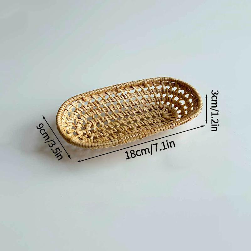 Kitchen Food Fruit Tray Snacks Storage Box Woven Autumn Vine Storage Tray Weaving Cups Coaster Desktop Storage Organizer