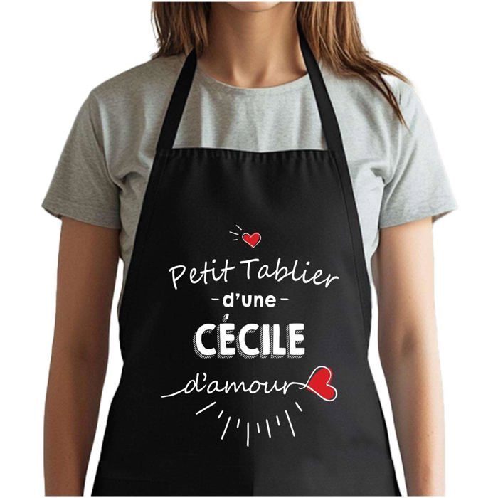 Tablier de cuisine - Cécile d'amour - Noir - Impression Bretonne - Coton résistant