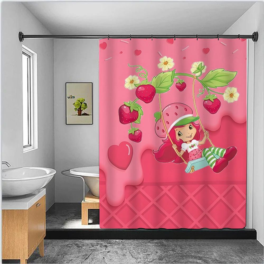 Shower Curtain Waterproof Polyester Fabric Paint Colorful Bath Curtains Strawberry Sweetheart Home Bathroom Decor With Hook