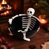 Halloween Event Supplies Skeleton Lounging Tidbit Serveware, 3D Relief Resin Candy Bowl for Decorative Serving Tray Snacks Dips, Creative Gothic Party
