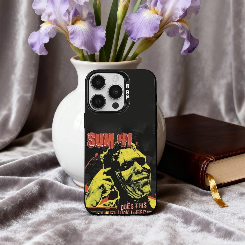 Hard-rock S-Sum 41 Band Phone Case For iPhone17,16,15,14,13,12,11 Plus,Pro Max Black Candy Silver Phone Case