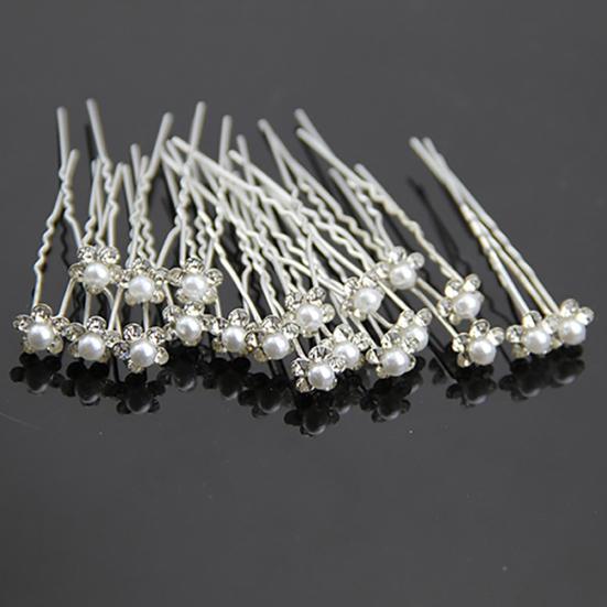20 stuks bruiloft bruids U haarspelden imitatie parel bloem strass haarspelden