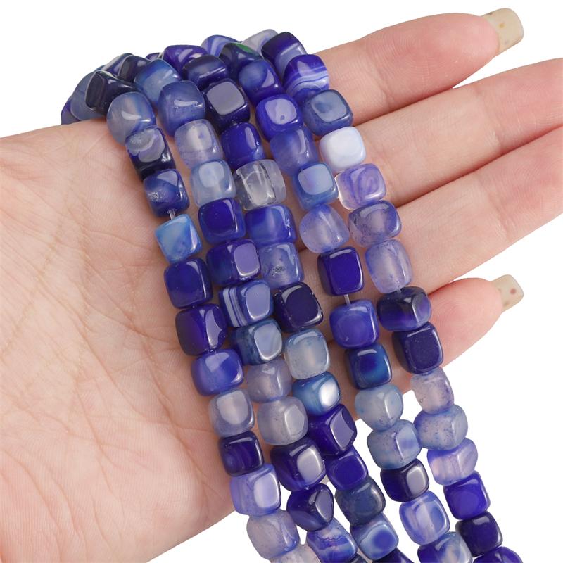 1strip /bag Colored Natural Agate Square Beads DIY Bracelet Necklace Earrings Jewelry Accessories