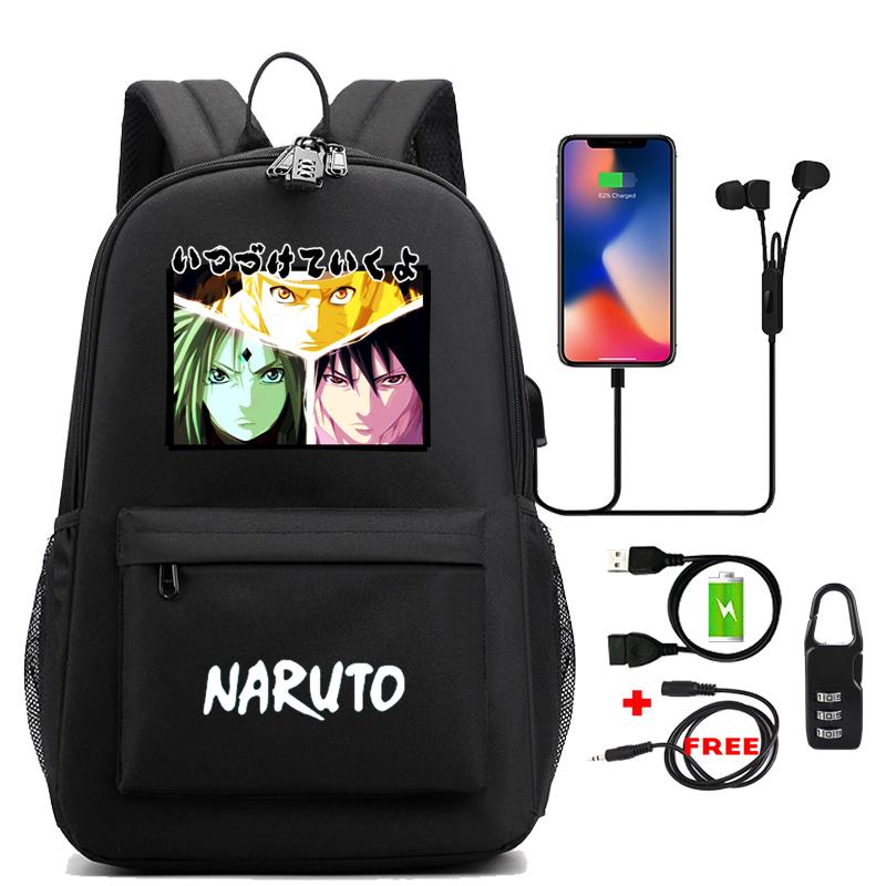 Anime Rucksack Zurück zur Schule Rucksack Rucksack Student Schultasche Männer Frauen Freizeit USB Reiserucksack für Teenager Taschen Junge Mädchen