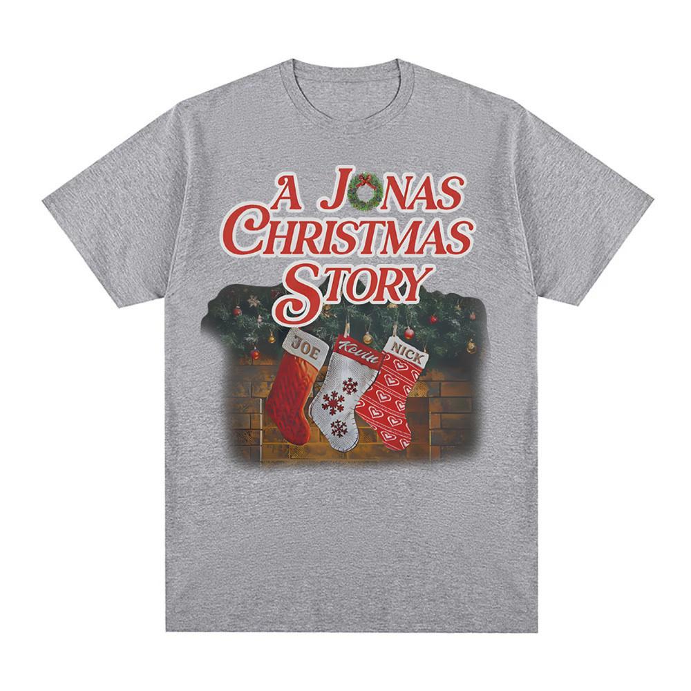 A Jonas Christmas Story Tee 2025 Jonas Bands Same Style Teeshirt Harajuku High Quality 100Cotton Christmas Day Costumes