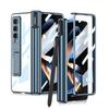 Capa de celular dobrável transparente com suporte e revestimento para Samsung Galaxy Z Fold 4 5g Fold3 Fold 3 Fold4 Zfold4, película de vidro temperado