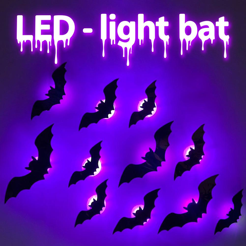 3D LED Bat Spider Decor Light Halloween Wall Window Atmosphere Lamp Scene Setter Bat Spider Scary Halloween Party Decoration