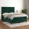Maison Exclusive - Dark Green Bed Slat Base and Mattress 140x200cm Velvet