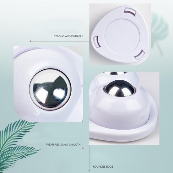 Yousheng 1 Set Universal Wheel Self-adhesive Strong Load-bearing ABS 3 Beads Mini Paste Trash Can Bottom Swivel Pulley Home Supplies