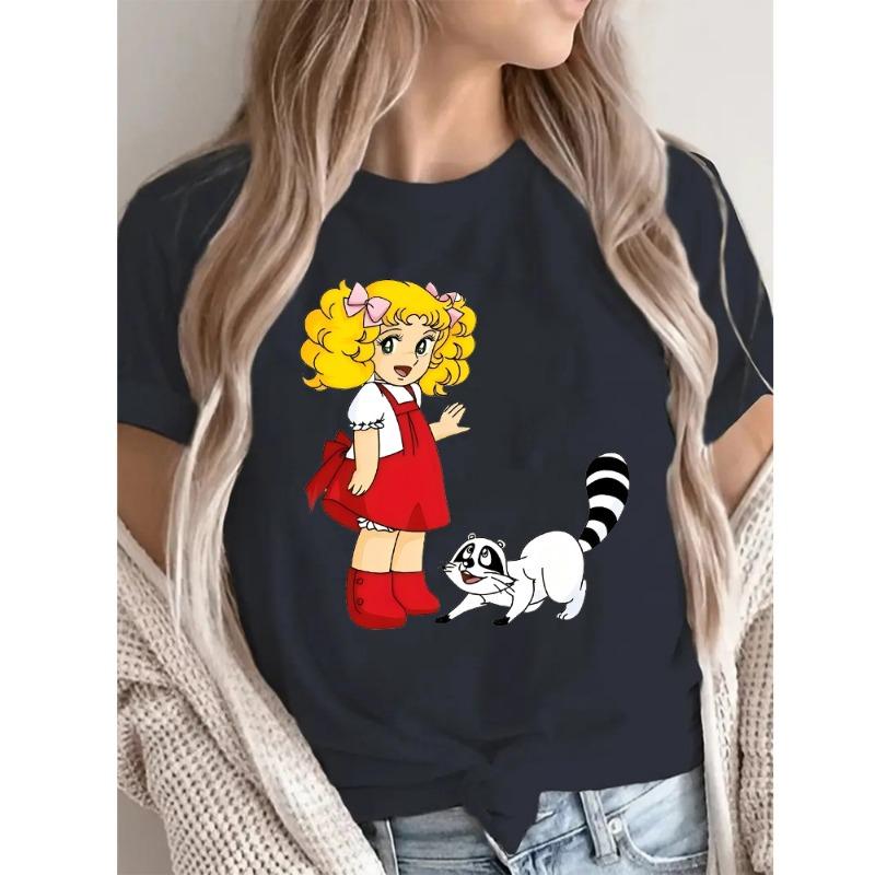 Candy Cartoon Print Streetwear T-shirt Harajuku Clothes Fashion Girls T Shirt Short Sleeve Summer