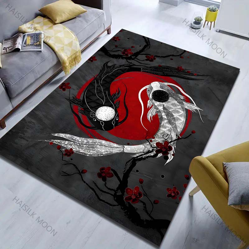 Vissen Yin Yang Kunstprint Tapijt voor Woonkamer Slaapkamer Bedzijde Bank Vloermat Moderne Huisdecoratie Vloerkleed Groot Formaat