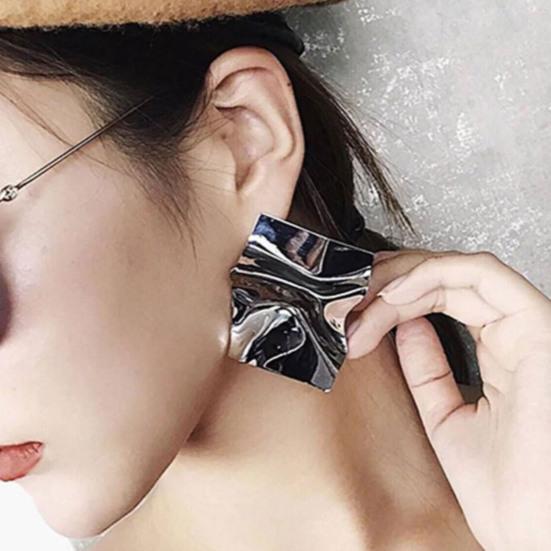 1 Pair Stud Earrings Geometric Irregular Design Metal Earrings Exaggerated Mirror Surface Drop Earrings Jewelry Gift