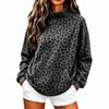 Nytt Leopardmönstrat Höghalsat Sweatshirt för Kvinnor