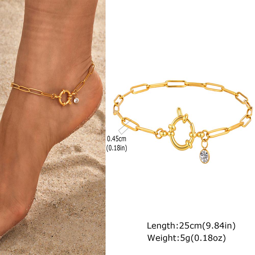 Gold Plated Heart Anklet for Women Stainless Steel Delicate Foot Jewelry Light Luxury Party Gifts for Girl