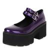 Patent Damen Pumps Gothic Schuhe Knöchelriemen Hohe Klobige Absätze Plateau Punk Creepers Schuhe Damenmode Schnalle Bequem