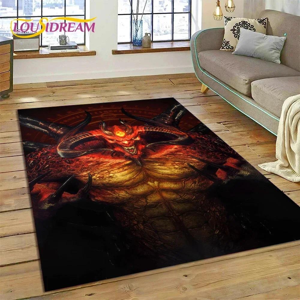 Diablo 3D Retro Spiel Gamer Teppich Teppich für Schlafzimmer Wohnzimmer Zuhause Sofa Dekoration, Kinder Spiel Groß Dekor Bodenmatte Geschenk