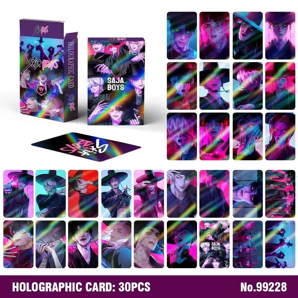 New Kpop Demon Hunters 30 Laser Cards K-POP Witch Hunt Cartoon Series Accessories LOMO Small Cards