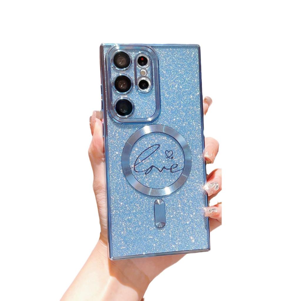 Electroplated magnetic suction love glitter mobile phone case in Samsung SULTRA lens film S advanced sense SFE