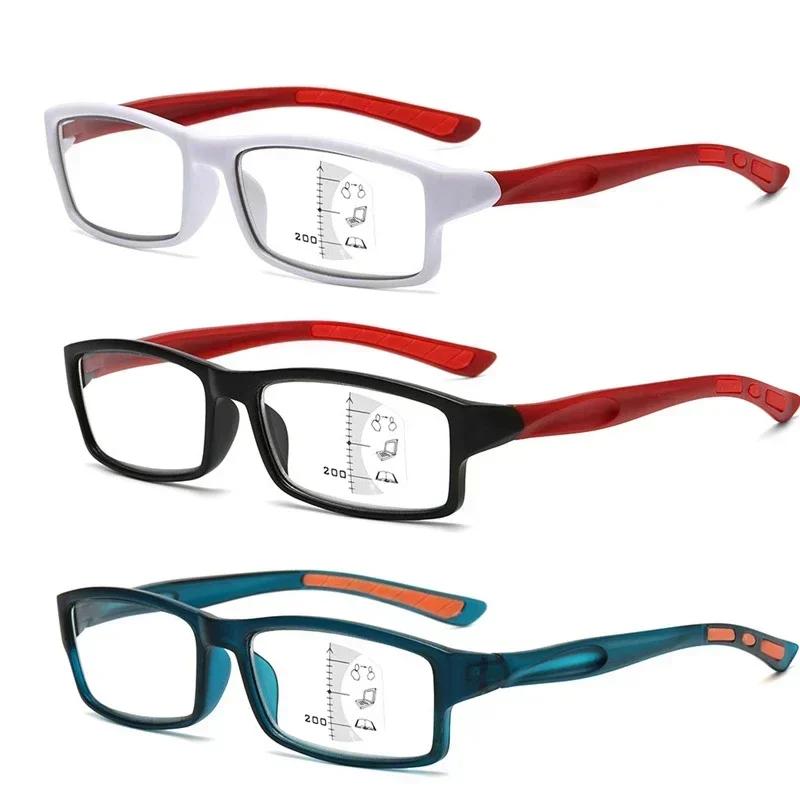 Lunettes de lecture anti-lumière bleue pour hommes et femmes, haute définition, antidérapantes, progressives, multifocales, presbytie