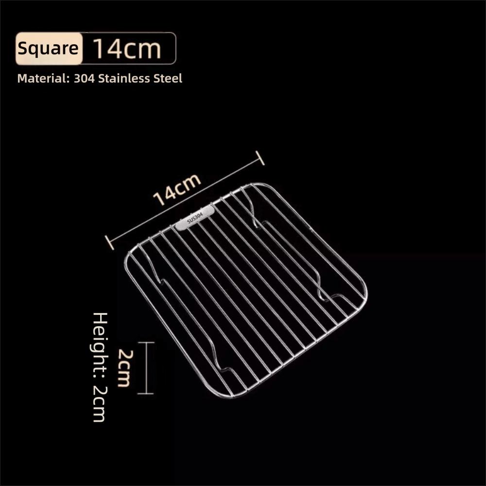 Round Square Cooking Rack 304 Stainless Steel Thicken Air Fryer Rack With Foot Grid Grill Home Kitchen Oven Steamer Cooker