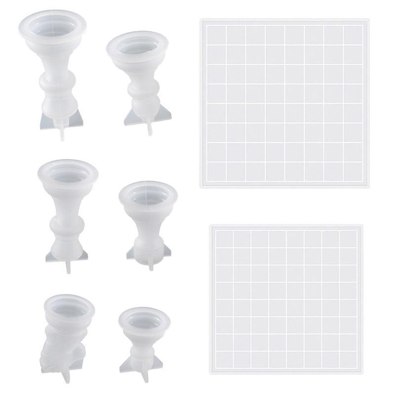 Resin Chess Set Mold With Chess Board Silicone Resin Molds 3D Silicone Chess Resin Mold For Diy Crafts Making Birthday Gift