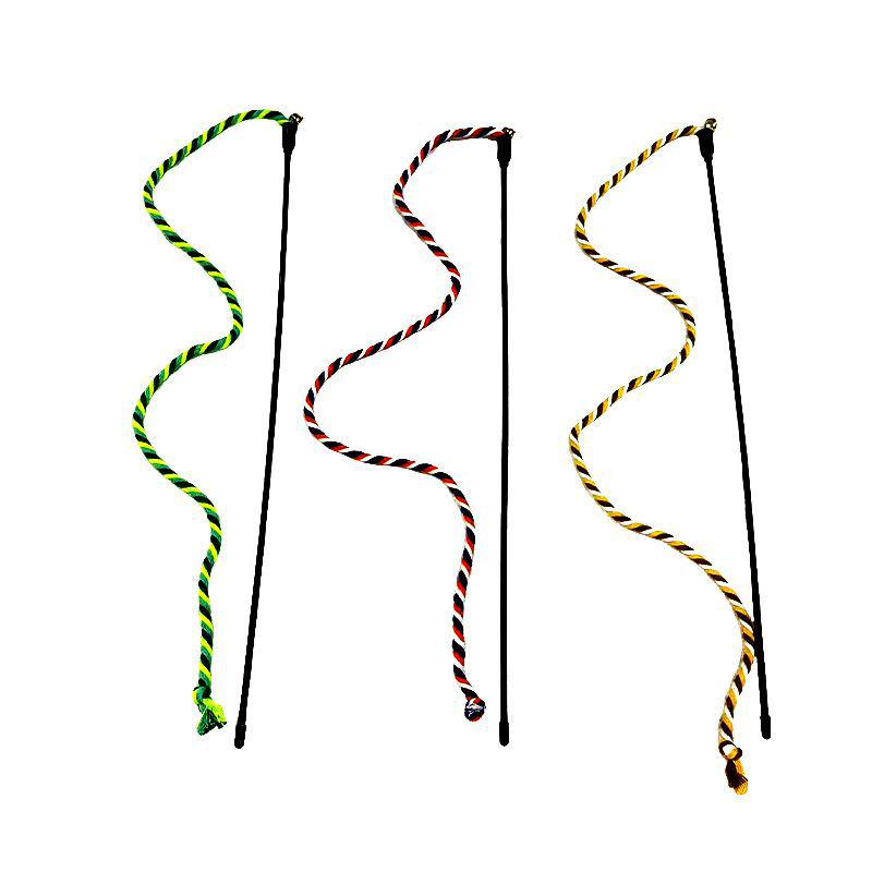 Bells & Rope Teething Cat Teaser Toy: Handmade, Self-Playing Colorful Pet Toy