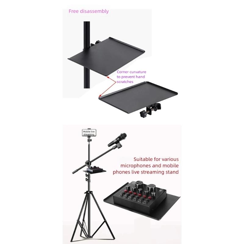 Heavy Duty Metal Music Stand Tray Universal Microphone Stand Tray for Music Sheet Singing Stage Sound Recording Accessories