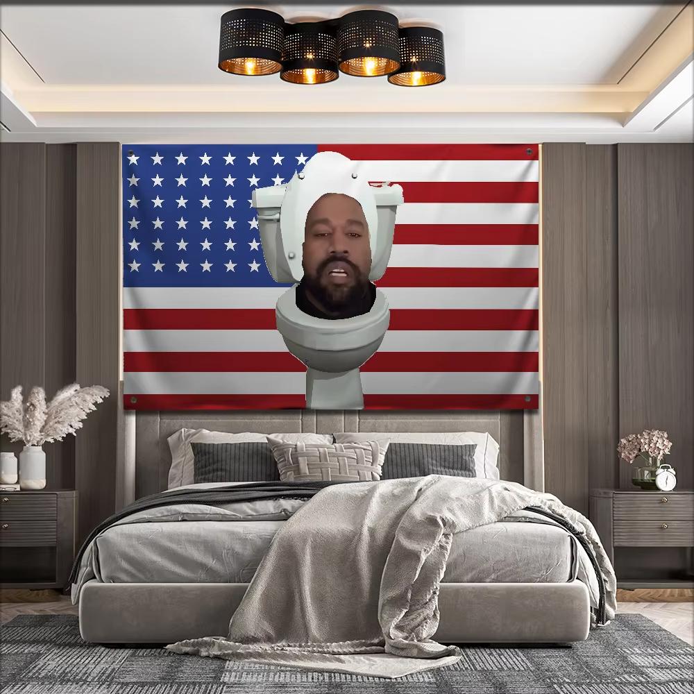 Kanye West YE Funny Flag Flat Print Versatile for Bedroom Party Living Room Balcony Outdoor Wall Decor Banner
