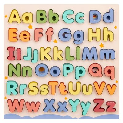 Holz Lernpuzzle Abc Groß- und Kleinbuchstaben für Geburtstagsgeschenke Jungen Mädchen Familienspiel Kinder Vorschulkinder