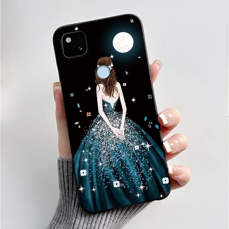 Case For Google Pixel 4a Luxury Fashion Butterfly Flowers Soft Matte TPU Silicon Back Cover Black For Pixel4a 4G 5G Phone Case