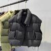 Damen Daunenweste Stehkragen Ärmellos Reißverschluss Winterweste mit Taschen Einfarbig Lässig Locker Geschnitten Kurze Jacke