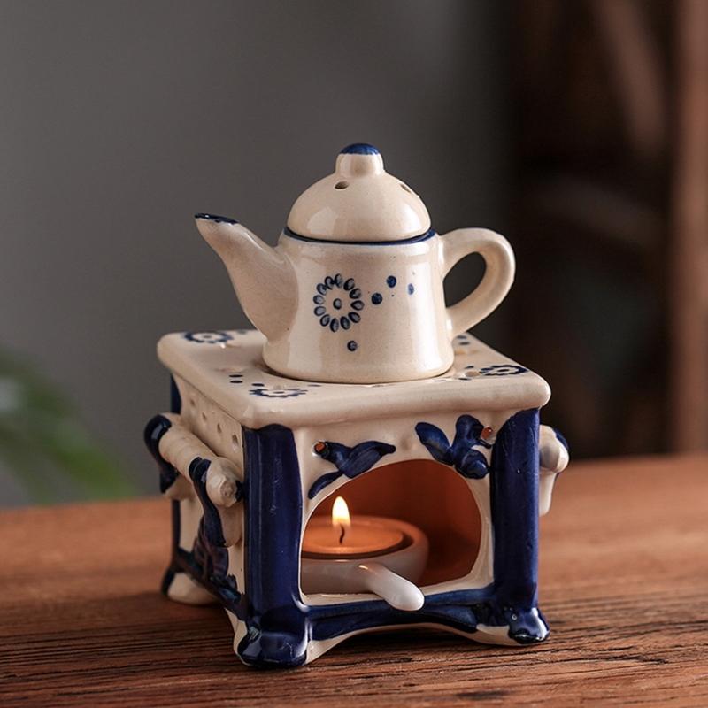 Essential Oil Burners Wax Melt Burners Fragrances Wax Warmer,Ceramic Tealight Candle Holder Scented Diffuser Home Decors