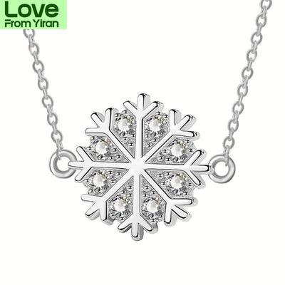 Sneeuwvlok Ketting Dames Sterling Zilver S925 Sleutelbeenkettinkje Ins Eenvoudige En Koude Wind ,Kleine Mensen Geven Cadeaus Aan Vrienden