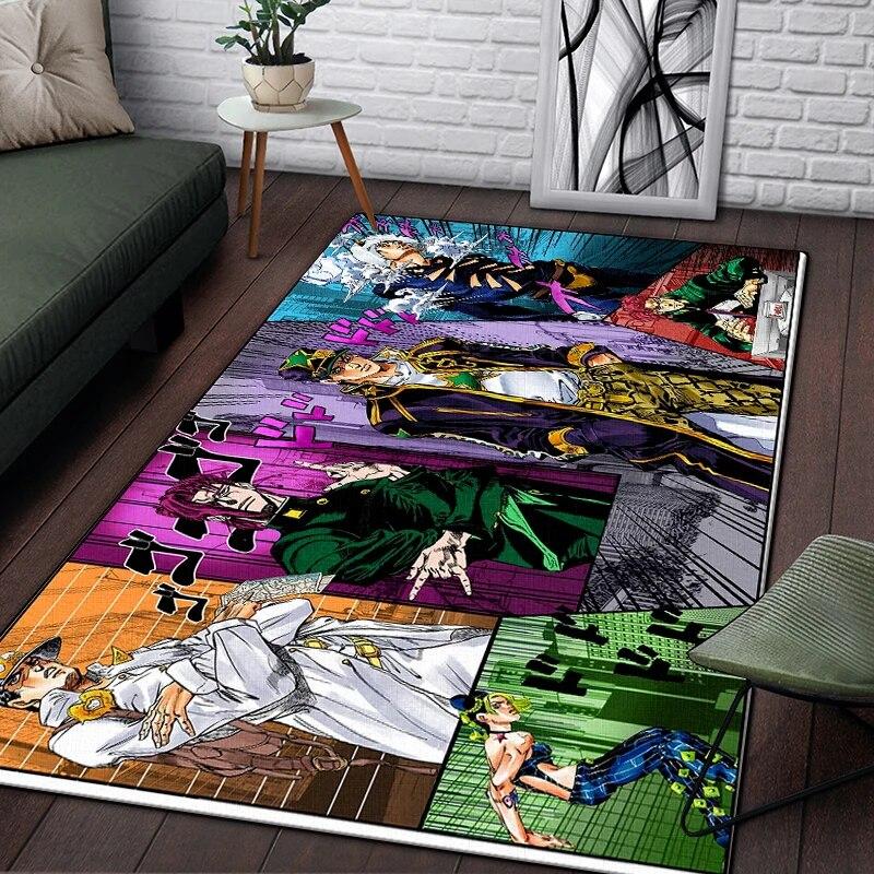 Jojo Anime belle peinture tapis pour salon grande surface tapis noir doux tapis décoration de la maison tapis Boho tapis pique-nique