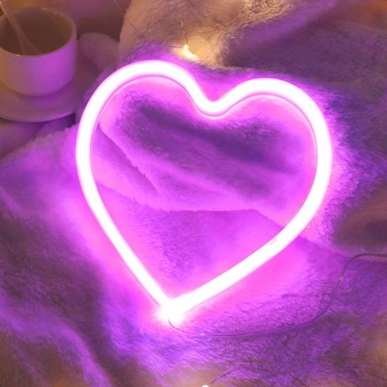 Bateria/USB Dual Powered Flicker Free Neon Sign Light Valentine Day Wall Decor Heart Lamp Party Supplies
