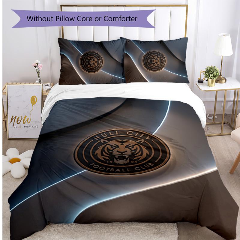 Hull City Football Printed 3 Pieces Bedding Set, Comfortable Skin Friendly Bedroom Duvet Cover Set