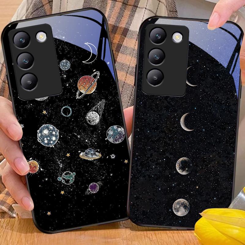 Astronaute Planète Pour Y72 33S 11 03 36 96 Lite 35 16 Iqoo 12 V40 SE 5G 29 40 21 30 X80 Pro Vivo Coque de Téléphone en Verre Trempé