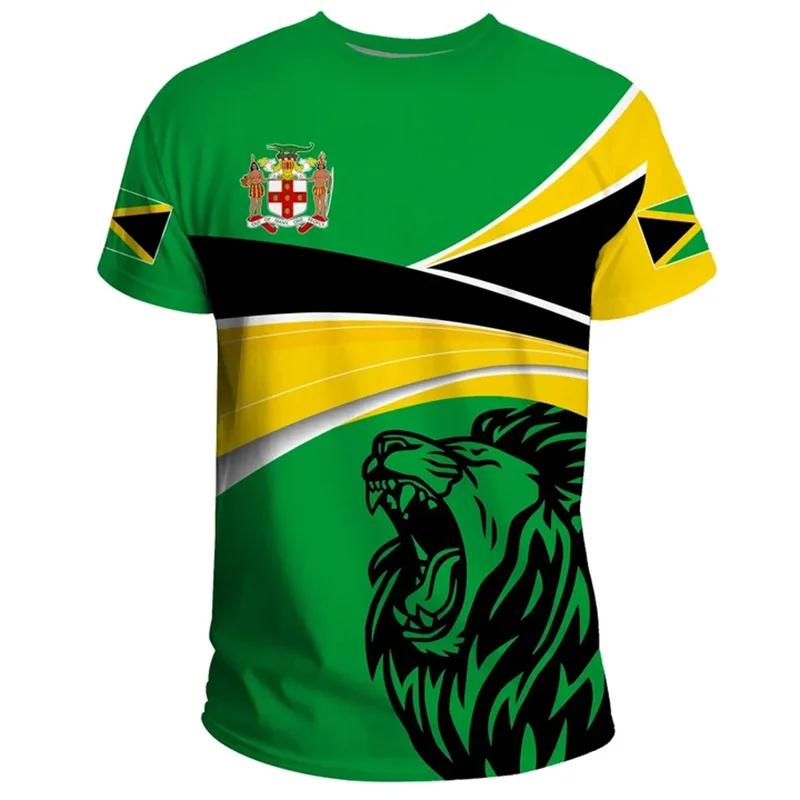 Mode d'été Nouveau 3D Jamaïque Drapeau National Emblème Impression T-shirt Jamaïque Armoiries Graphique T-shirts Pour Hommes Vêtements Vintage