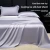 Ice Silk Bed Sheet Set Summer Cooling Solid Color Soft Durable Machine Washable Dormitory Single Bedding Set